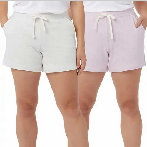 32 DEGREES WOMEN'S ULTRA SOFT 2 PACK SHORTS (HTR WHITE/HTR SMOKEY GRAPE XL)NWT