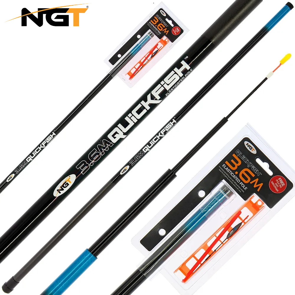 NGT Quickfish 3.6m Fishing Pole Whip Telescopic Elasticated Pole + Free Rig