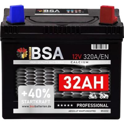 Aufsitzmäher Rasentraktor Batterie 32Ah 12V Plus Pol Rechts Starterbatterie 30Ah