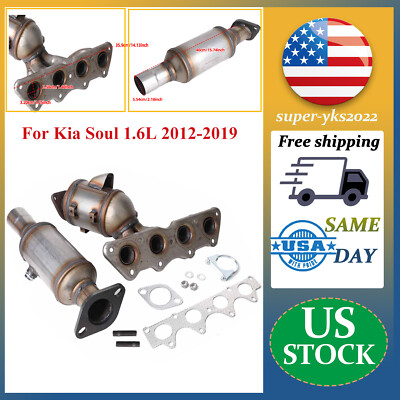  For Kia Soul 1.6L Both Manifold & REAR Catalytic Converters w/ Gasket 2012-2019