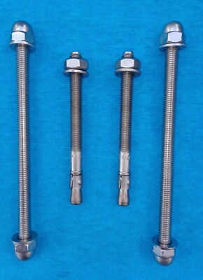 V2A Schraubenset U-Anker / U-Pfostenträger / Edelstahl mit V4A Bolzenanker