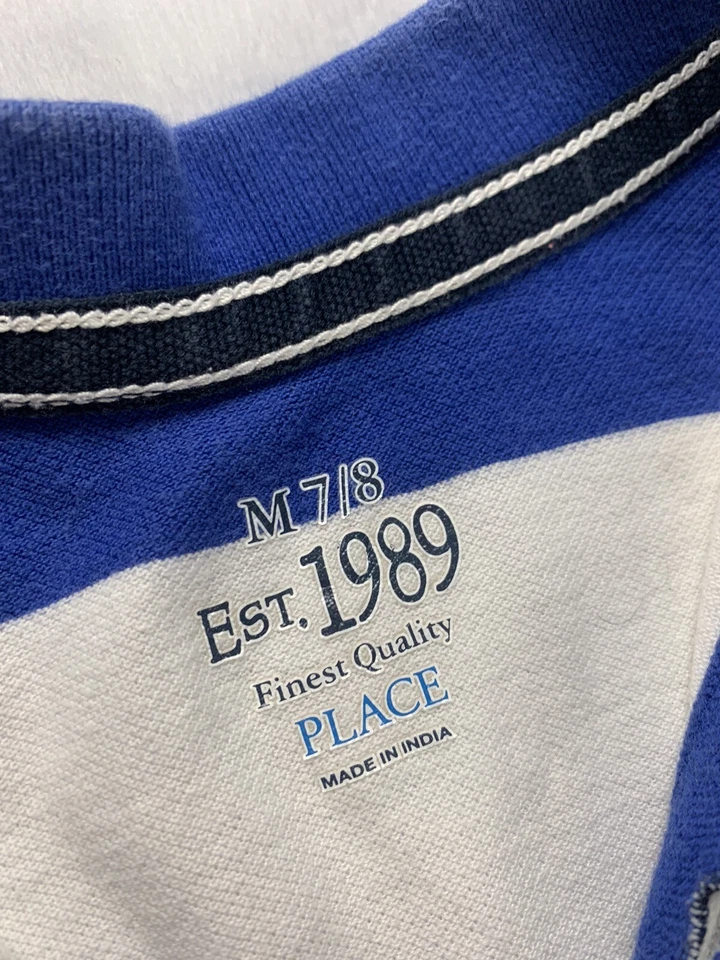 Camisa Polo Skull & Bones Manga Corta Niños 7 8 Azul Blanco Verde Lugar para Niños Foto 4 de 4