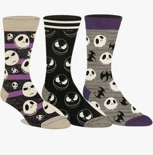The Nightmare Before Christmas Men s Crew Socks 3-Pack Size 8 - 12 Jack New