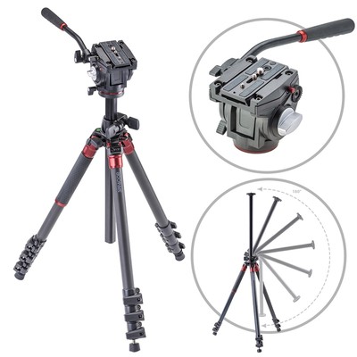 3Pod Orbit 4-Section Carbon Fiber Tripod, Bundle with Q3 Fluid Video Head