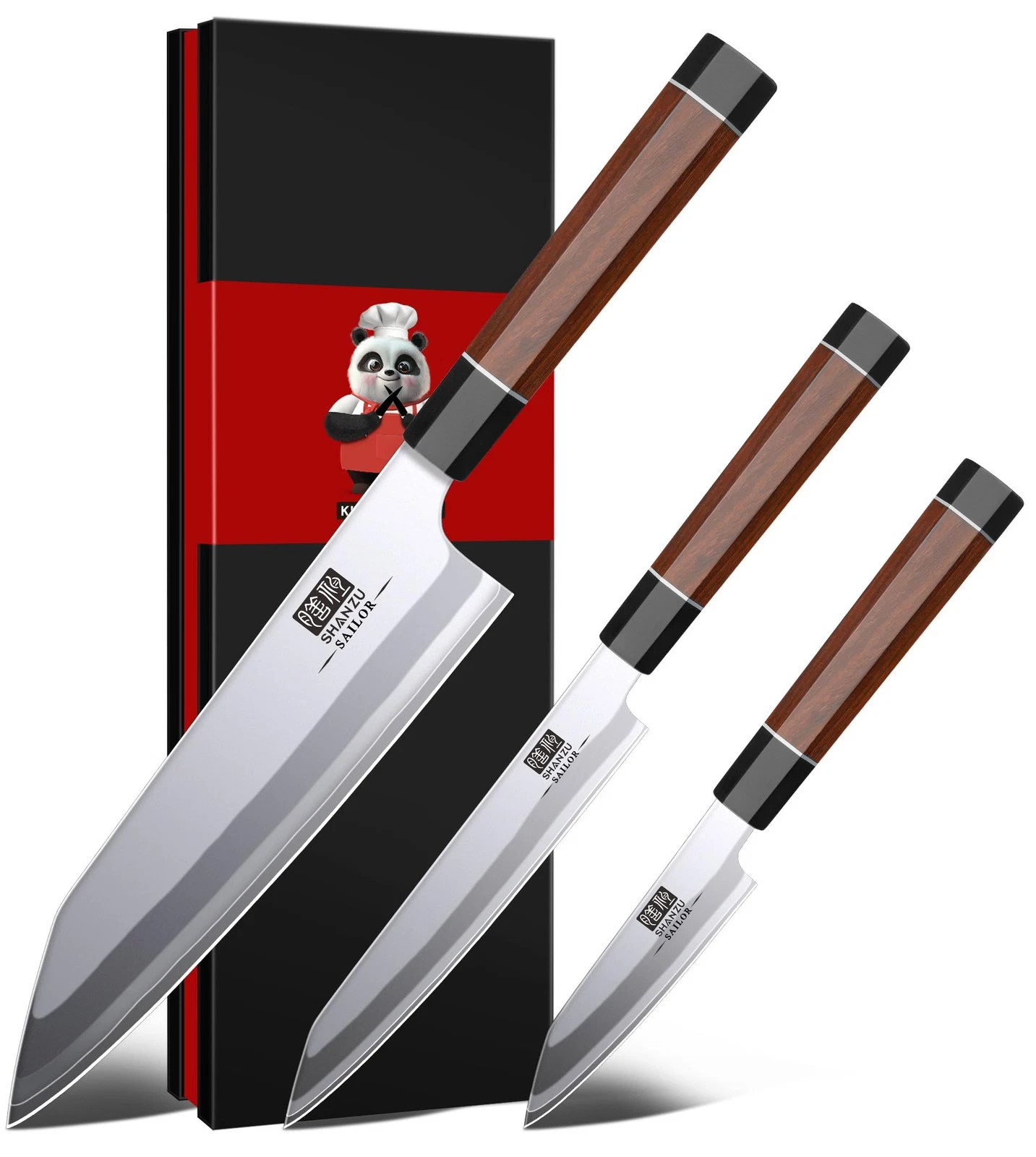 3PCS Japanese Set, 9 Layers 10Cr15MoV High Carbon Steel Professional Kitchen ...