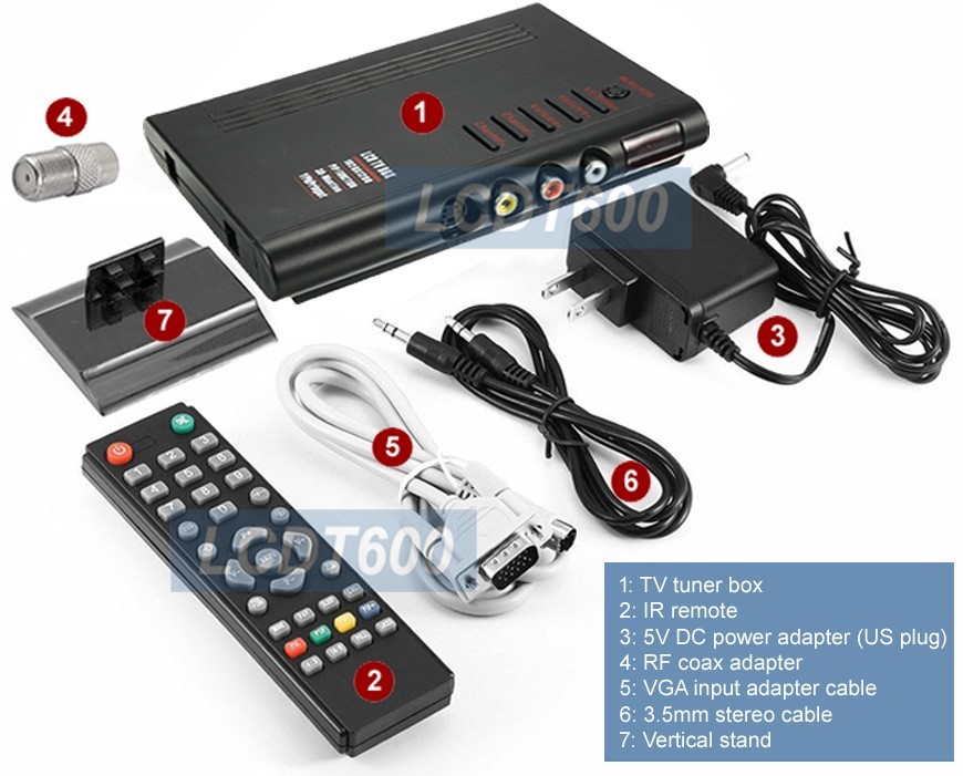 NTSC PAL RF Coax CATV To VGA Video Audio Demodulator TV Tuner 