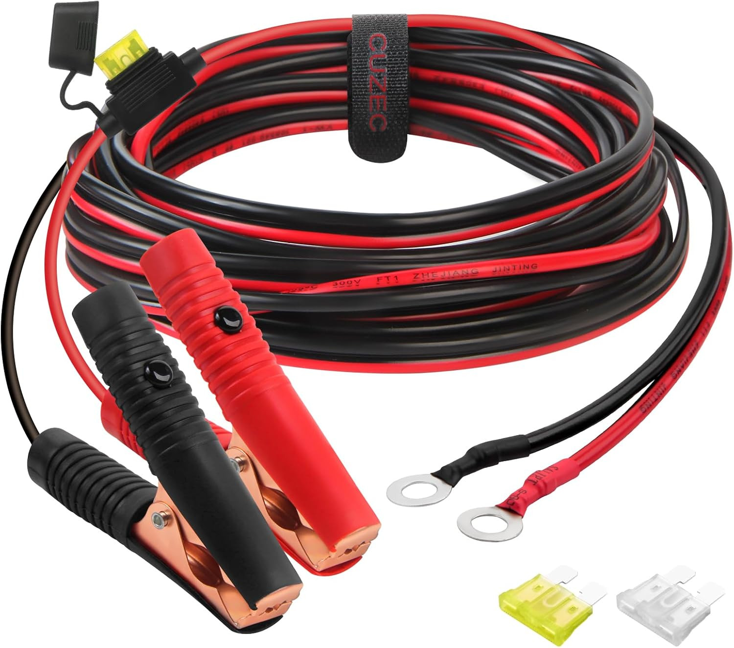 8Ft/2.44M 14 AWG Extension Cord Eyelet Terminal with Battery Clamp 12V/ 24V Batt