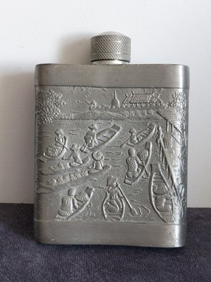 KAJIT ZINN VINTAGE FLÜFTKOLBEN aus THAILAND..ELEFANTEN/BOOT SZENE