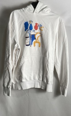 Aimé Leon Dore Men's White Abstract Graphic Pullover Hoodie Made in Canada Sz L