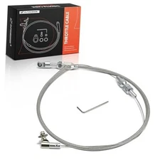  24" Universal Throttle Cable Kit - Braided Stainless Steel Covering Locking 