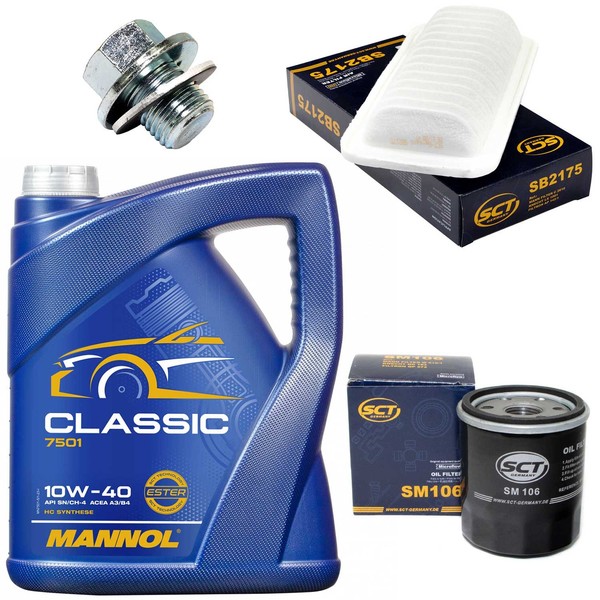 MotoröL Filter Set 10W-40 5 Liter + ÖLablassschraube FüR Toyota Yaris 1.0 1.3-image