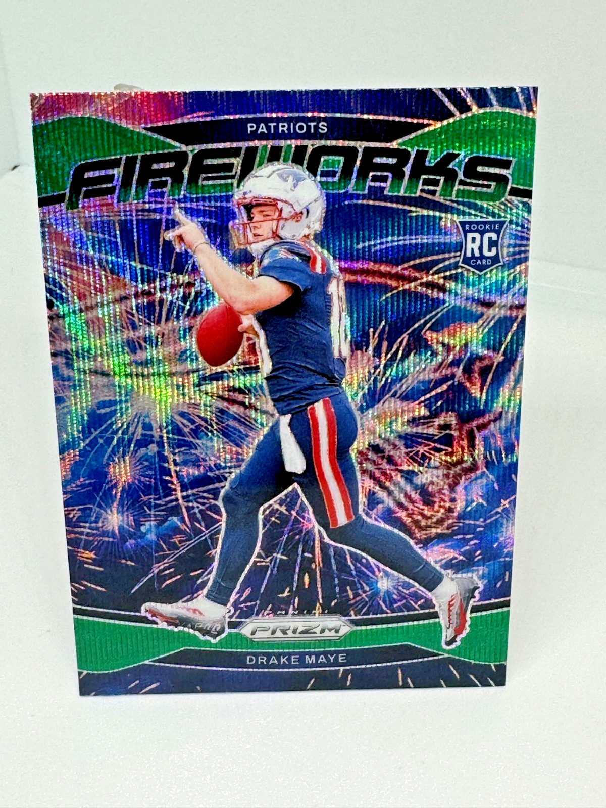 2024 Drake Maye Prizm Holo Green Fireworks #22