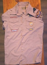 Boy Scouts of America BSA Men's Shirt Tan Small Vented Poly Microfiber Residue
