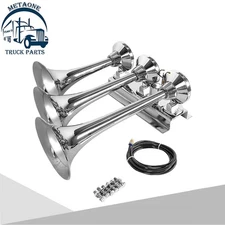 150DB 3 Trumpet Train Horns Kit 12V/24V Truck Air Horn Large Huge Air Horn Loud