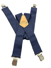 Melo Tough Men's Suspenders Fully Elastic 2 inch Wide X back Heavy Duty Navy Bl