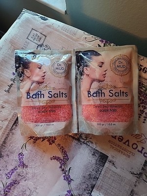 Dr Mud Dead Sea Cosmetics Bath Salts/100% Pure/ 10.5 oz, 300gr/ 2 Packages/ New
