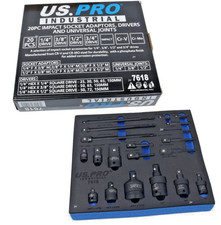 20pc Impact Socket Adaptor Set US PRO TOOLS Swivel Joint Step Up/Down Extension