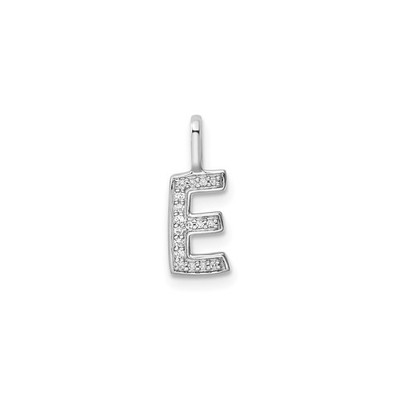 14k Weißgold Diamant Initiale E Anhänger Charm Monogramm Halskette für Frauen