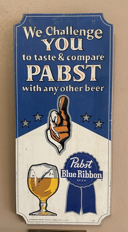 Vintage Pabst Blue Ribbon Beer PBR Wood Sign Challenge You Taste Compare 24x11