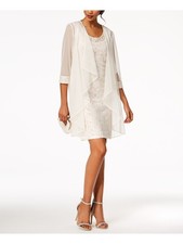 R&M RICHARDS Womens Ivory Open Front Jack Short Dress 8
