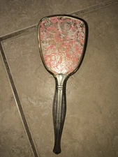 Vintage Hair Brush Victorian Floral Gold Toned 10” Removable Brush