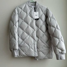 NWT Aritzia TNA Archive Quilted Premium Goose Down Gray Chrome Coat Size XS