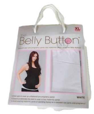 Brand NEW XL White ''The Belly Button'' Maternity Extender Converts Pre Baby Pants
