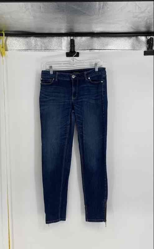White House Black Market Womens Blue Denim Ankle Zip Skinny Leg Jeans Size 6R