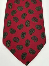 LIBERTY Of London Men’s Silk Neck Tie Made In USA Burgundy Wine With Paisley Dot