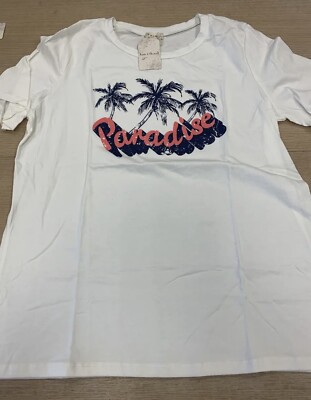 Hem & Thread Paradise Palm Tree T Shirt Size L BNWT