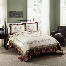 Brooke Quilt Set - Full/Queen, Red, 3-Piece