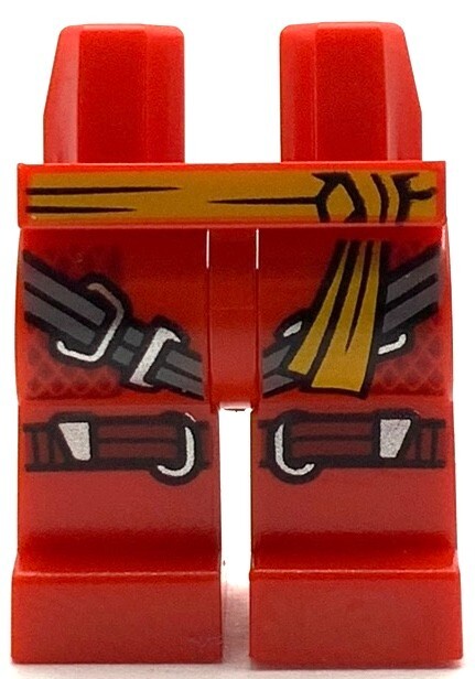 Lego New Red Minifigure Pants Legs Bright Light Orange Sash