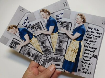 RECYCLED PAPER GREETINGS 3 Cards Recycled Greetings Nice Birthday Making WINE Ice Cubes of Leftover Wine