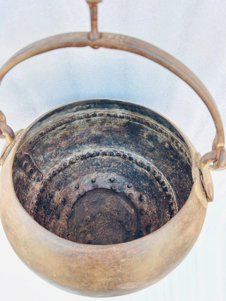 Vaso antigo de ferro pesado forjado à mão para plantador de jardim vaso de água antigo suspenso de ferro - Imagem 3 de 4