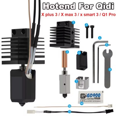 New Hotend Kit Heißes Ende 0.4mm Düse für Qidi Q1 Pro X Max 3 X Plus 3D Drucker