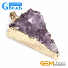 Necklace Raw Druzy Purple Amethyst Glod Plated Pendant For Healing Charka Charm