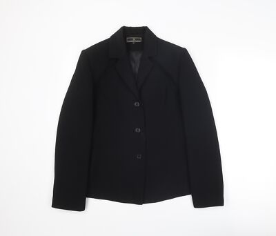 Elizabeth Emanuel Damen schwarz Polyestermischung Anzugjacke Größe 12 Knopf