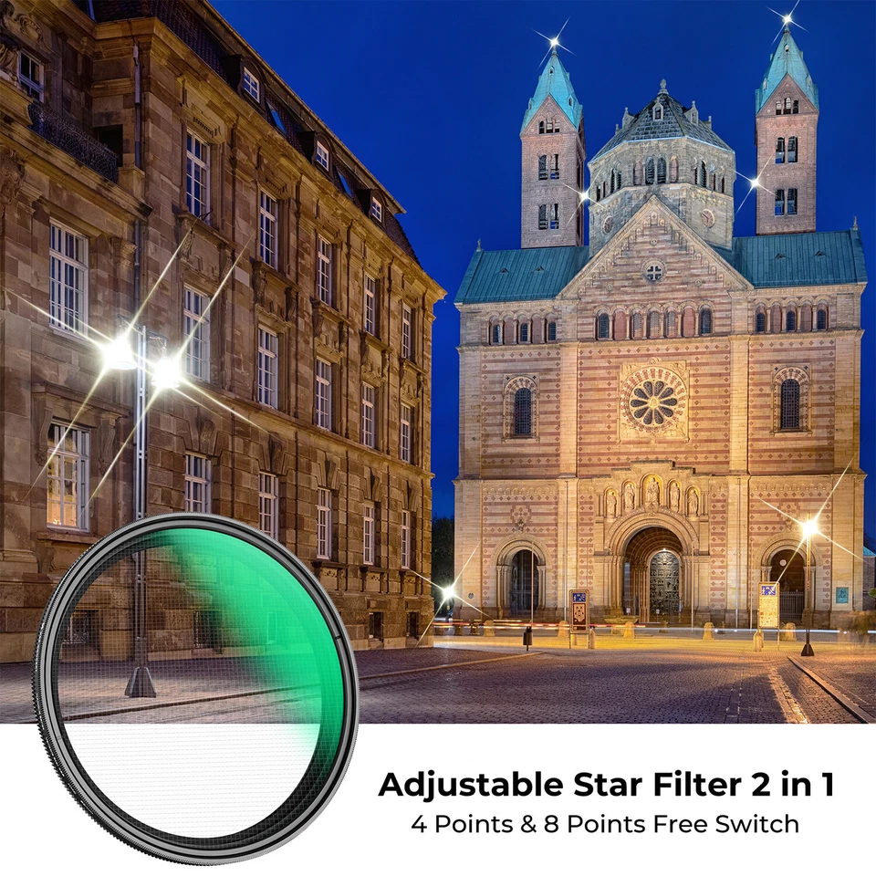 K&F Concept Variable Star Filter Cross Screen Starburst Filter 4/8 Point 49-82mm - Image 3 of 4