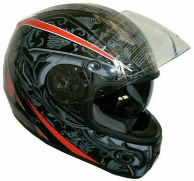 Casco Integrale da Moto Con Occhiali Occhialini Visierino Nero DVS