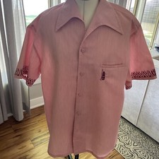 Vintage Penneys Hawaii Shirt Pink Tiki Surf Design Hawaiian Mens Large Cool 