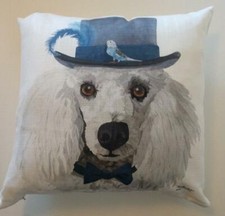 Pillow White Poodle Artist Designed Made in USA Dapper Dogs