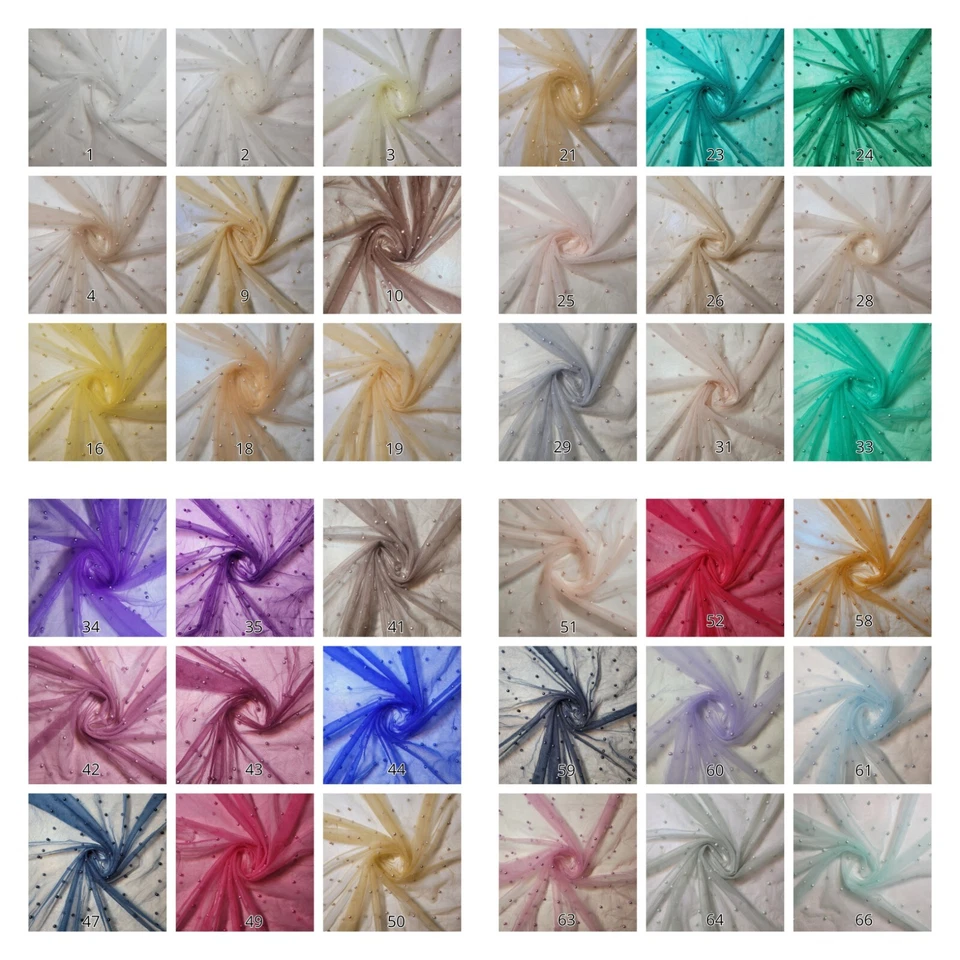 TEXTILE STATION 95+ Colors Tulle Beaded Pearl Lace Net Fabric Wedding Backdrop Décor 58" Meter