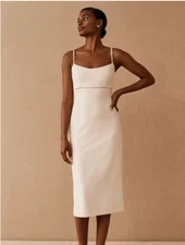 New w/ bag Sachin & Babi BHLDN Ivory Kinzie Midi Dress Rhinestones Straps Sz 16