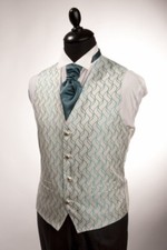 Men's Waistcoats In Green/Teal Swirl Design, Ideal For Weddings, Dinner Wear