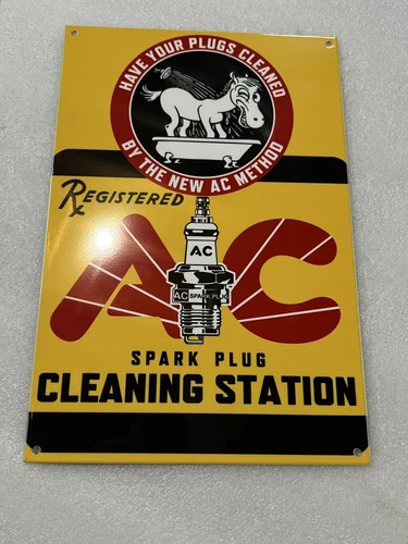 12in AC Spark Plugs Service Station Vintage Style Heavy Steel Metal  Sign