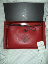 Disney X Coach Red Minnie Mouse   Wristlet F37540 in Gift Box. LIMITED EDITION