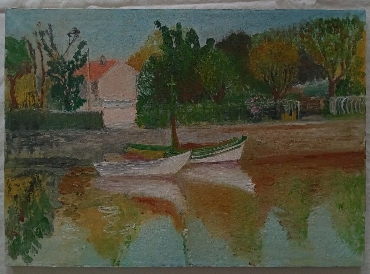 Dipinto Paesaggio marino Olio su tela 70x50 cm Firmato