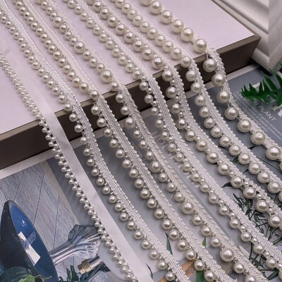 ゆ**様 ルミニョン Pearl ribbon chain quilting g 10 Yard Pearl Trim Chain Ribbon Finishes Trim Sewing Craft DIY