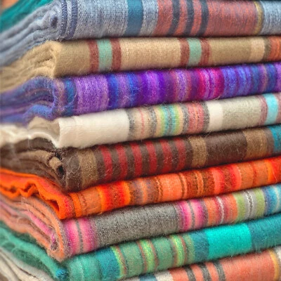 WHOLESALE LOT OF 10 SOFT&WARM STRIPED ALPACA WOOL BLANKETS THROWS 90x65" ECUADOR