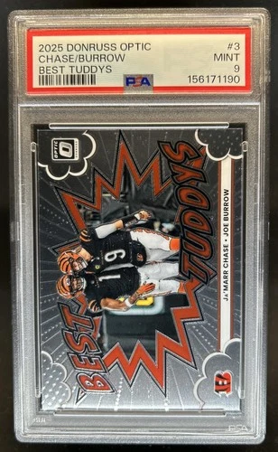 2025 Donruss Optic Ja'Marr Chase/Joe Burrow Base (PSA 9)